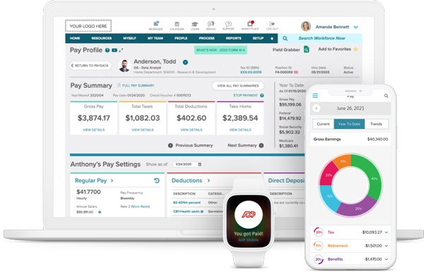 With ADP, users can manage their accounts using various devices.